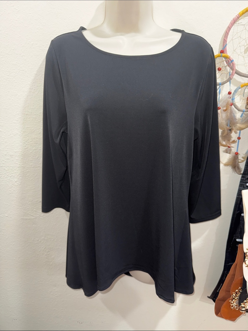 Alfani Black Scoop Neck Long Sleeve Top